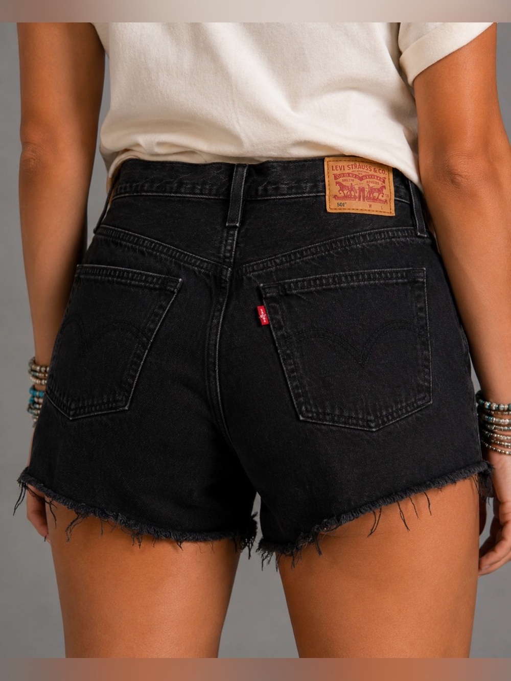 Levi’s 501 black cut off shorts high rise size 30 - Picture 2 of 16